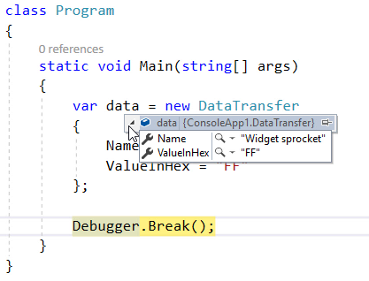 Default Debugger View