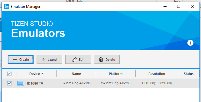 Tizen TV Emulator installed