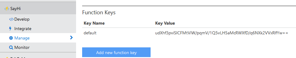 Finding the Azure Function Key