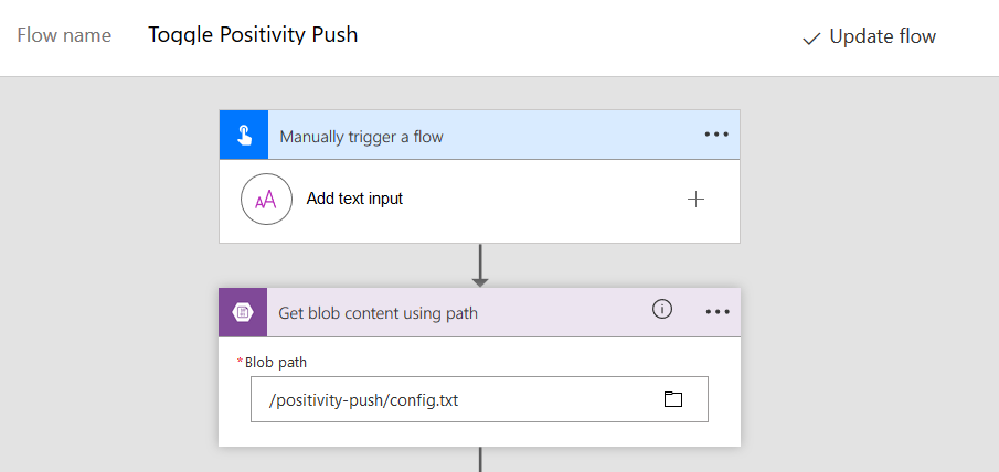 Microsoft Flow reading content from blob storage