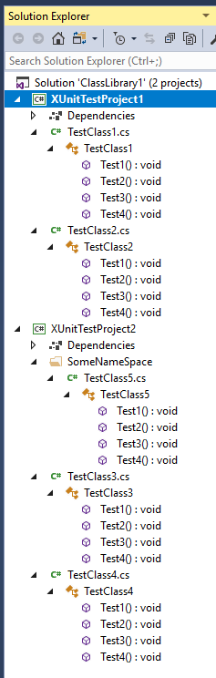 Two test projects in Visual Studio solution
