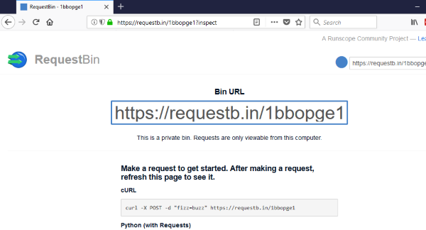 Creating a RequestBin URL